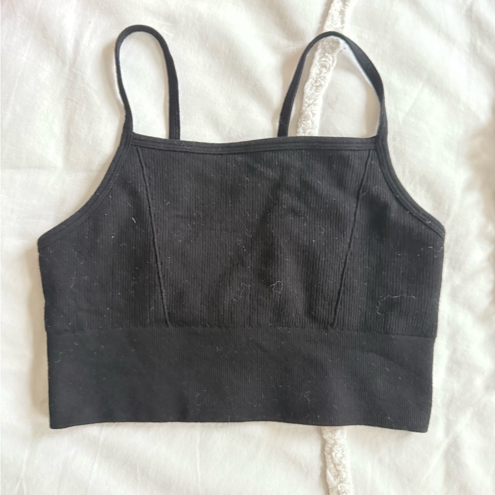 Fabletics Black Ribbed Crop Top - Picture 2 of 6